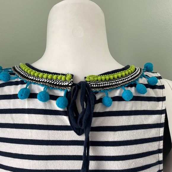 ANTHROPOLOGIE One September Striped Pom Pom Tank Top - Picture 6 of 9